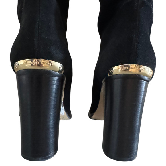 Michael Kors Regina Suede Platform Knee Boots Black Size 10 New Without Box - Picture 7 of 8